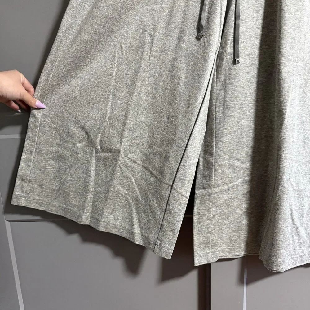 Lafayette 148 Women Pull On Elastic Waist Wide Leg Crop Pants Gray Large Lounge